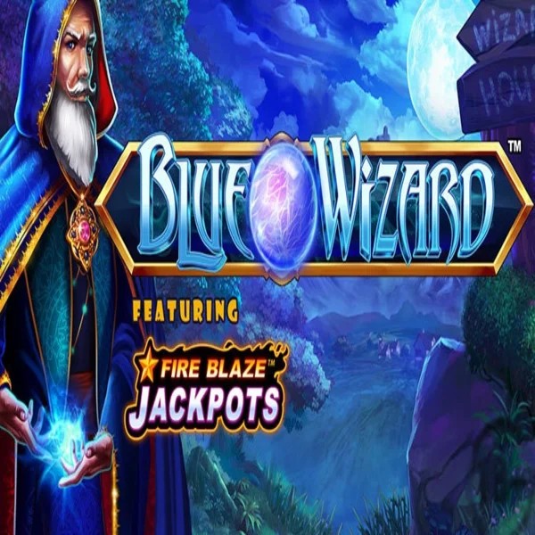 Blue Wizard Fire Blaze Jackpots by Rarestone Gaming, showcased at gambiva.eu.com – game logo